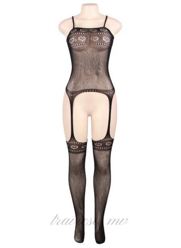 Heart Cut Out Suspender Bodystocking