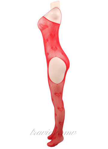 Heart Mesh Bodystocking