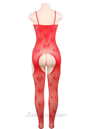 Heart Mesh Bodystocking