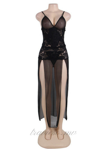 Mesh And Lace Elegant Lingerie Gown