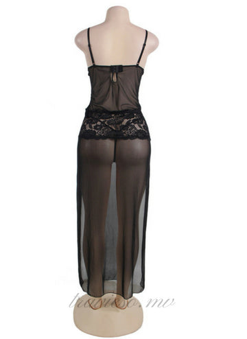 Mesh And Lace Elegant Lingerie Gown