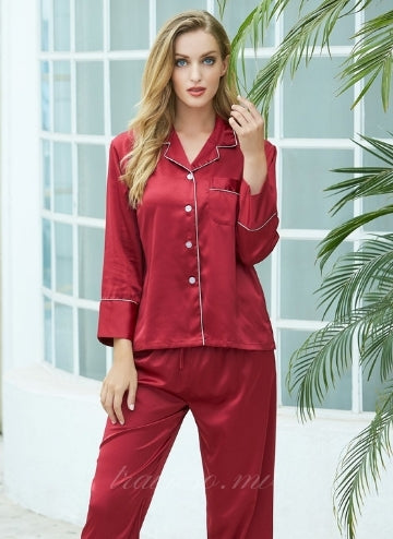 Satin Pajamas with Ankle-Length Pants