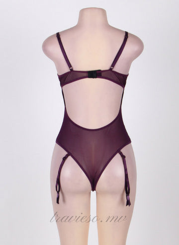 Poetical Purple Erotic Teddy Lingerie