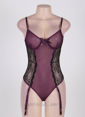Poetical Purple Erotic Teddy Lingerie