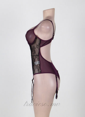Poetical Purple Erotic Teddy Lingerie