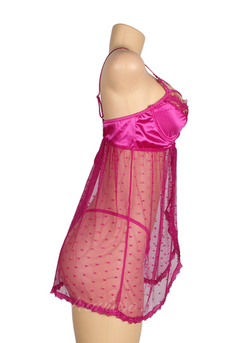 Purple Open Front Dot Patterns Babydoll
