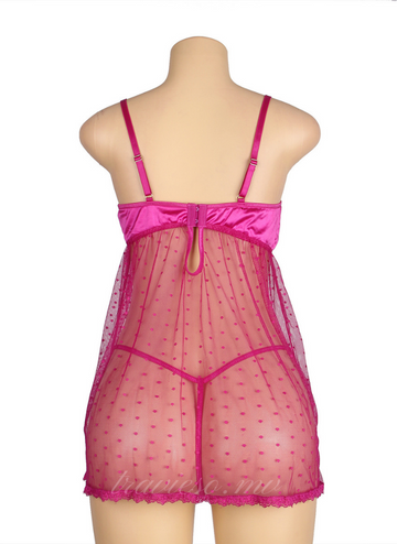 Purple Open Front Dot Patterns Babydoll