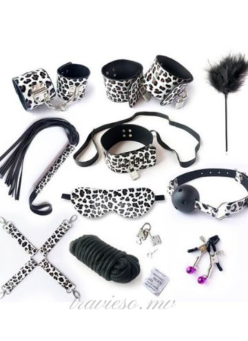 Leopard  Leather Bondage Adult  Set