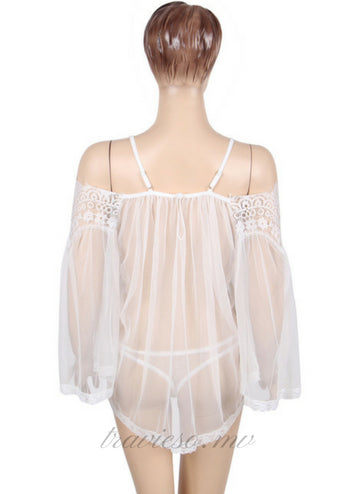 White Sheer Floral Lace Tunic