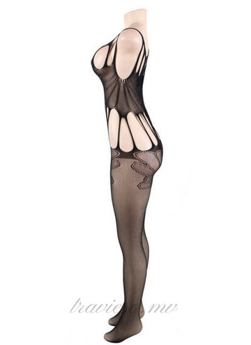 Sheer Hollow Out Off Shoulder Fishnet Bodystockings