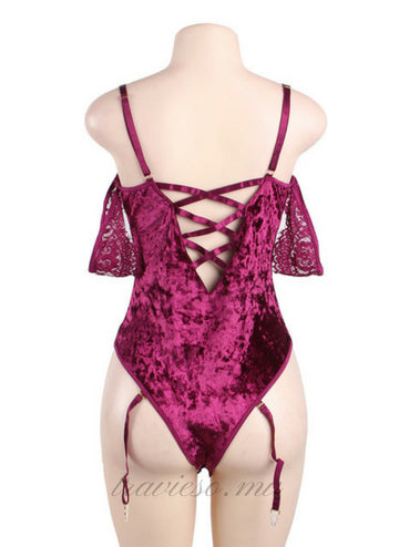 Sheer Lace Off-The-Shoulder Teddy
