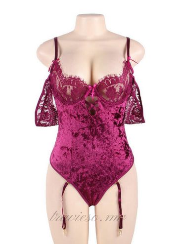 Sheer Lace Off-The-Shoulder Teddy