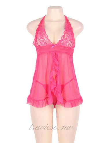 Sheer Mesh Halter Lingerie Set