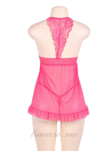 Sheer Mesh Halter Lingerie Set