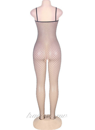 Stretch Fishnet Crotchless Bowknot Bodystockings